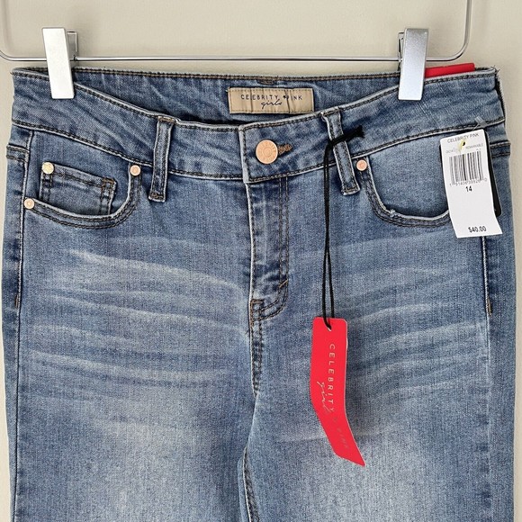 Celebrity Pink Jean Girls Sz 14 Unicorn Embroidery Pink Mid Rise Girlfriend New - Picture 3 of 16